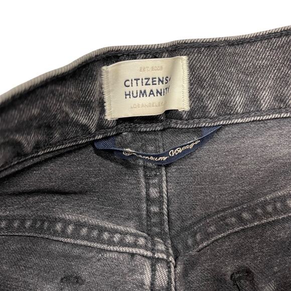 Citizens Of Humanity Black Denim Jeans Emerson Size 24 Button Fly Distressed - Picture 7 of 14